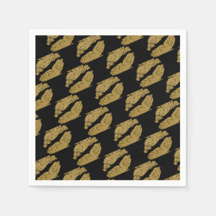 Gold Lips Kiss Beauty Makeup Birthday Party Napkin