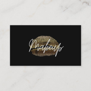 Gold Lips Kiss Makeup Beauty Glam Chic Black Business Card