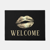 Gold Lips Print Beauty Salon Spa Welcome