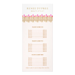 Gold Lipstick Pink Makeup Artist Service Menu