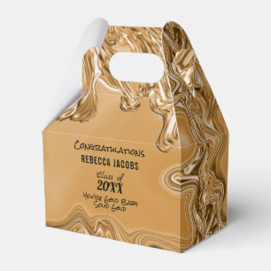 Gold Liquid Metal Graduation Party Favor Box