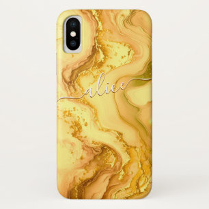 Gold liquid personalizable name with swashes Case-Mate iPhone case