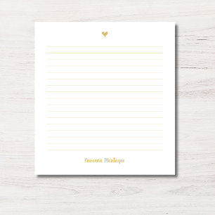 Gold Little Heart Handwritten Name Lined Notepad