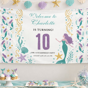 Gold Little Mermaid 10th Birthday   Under the Sea Banner