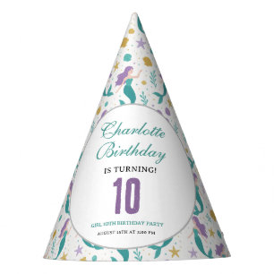 Gold Little Mermaid 10th Birthday Under the Sea Party Hat