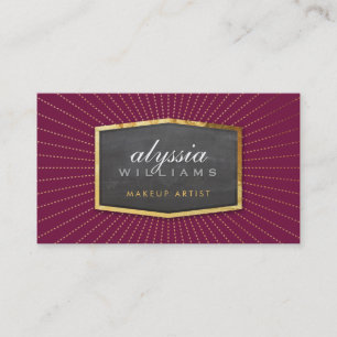 GOLD LOGO art deco elegant sunburst grey burgundy Business Card