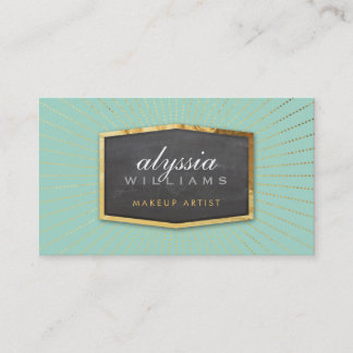 GOLD LOGO art deco elegant sunburst grey mint Business Card