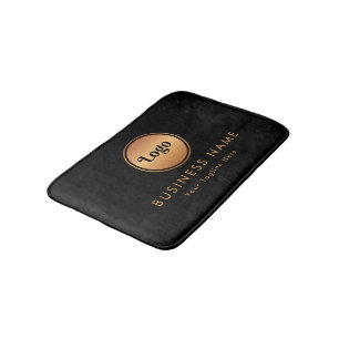 Gold Logo & Custom Text Business Company Branded  Bath Mat