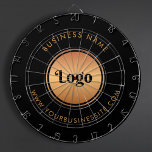 Gold Logo & Custom Text Business Company Branded  Dartboard<br><div class="desc">This stylish dart board would be great for your business/promotional needs! Easily add your logo and custom text by clicking on the "personalize" option.</div>