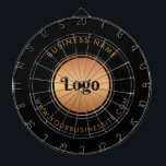 Gold Logo & Custom Text Business Company Branded  Dartboard<br><div class="desc">This stylish dart board would be great for your business/promotional needs! Easily add your logo and custom text by clicking on the "personalize" option.</div>