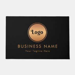 Gold Logo & Custom Text Business Company Branded Doormat
