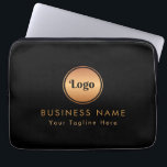 Gold Logo & Custom Text Business Company Branded   Laptop Sleeve<br><div class="desc">This elegant laptop sleeve would be great for your business/promotional needs! Easily add your logo and custom text by clicking on the "personalize" option.</div>