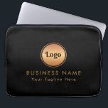 Gold Logo & Custom Text Business Company Branded   Laptop Sleeve<br><div class="desc">This elegant laptop sleeve would be great for your business/promotional needs! Easily add your logo and custom text by clicking on the "personalize" option.</div>