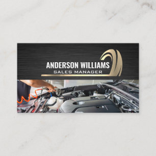 Gold Logo   Dark Metal Texture   Engine Work Business Card