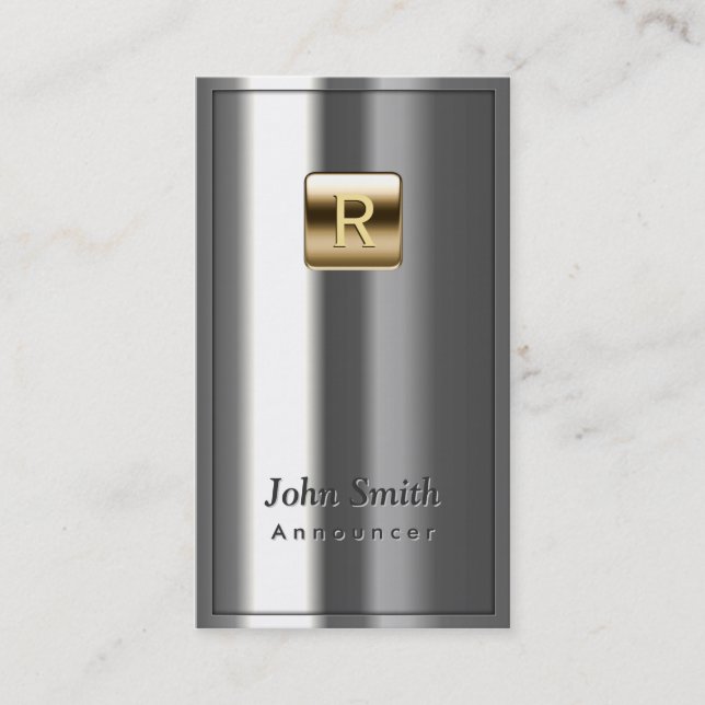 Gold Logo Metallic Announcer Business Card (Front)