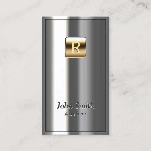 Gold Logo Metallic Author Business Card (Front)