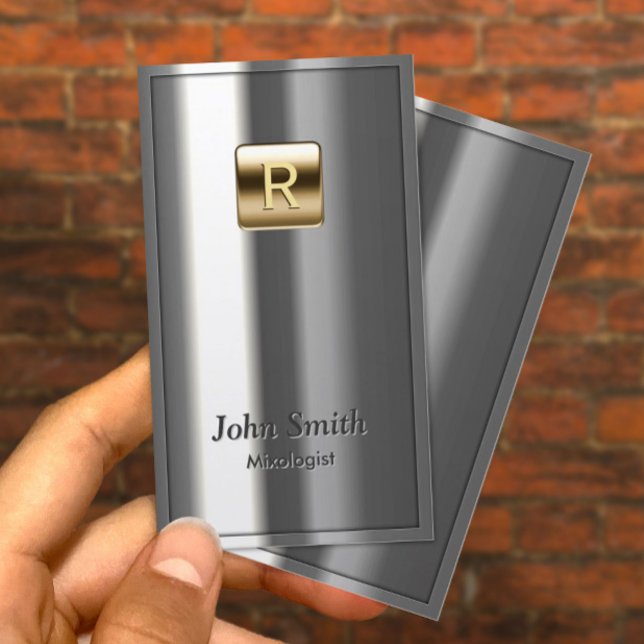 Gold Logo Metallic Mixologist Business Card (Creator Uploaded)