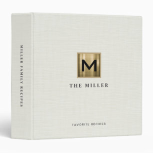 Gold Logo Monogram Family Recipes Nature Linen Binder