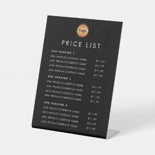 Gold Logo Price List Simple Minimal Minimalist Pedestal Sign