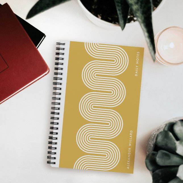 Gold Lombard Wavy Lines Modern Custom Notebook (Creator Uploaded)