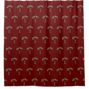 Gold Look Art Deco Style Floral Pattern Dark Red