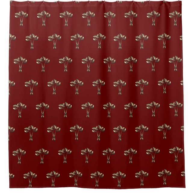 Gold Look Art Deco Style Floral Pattern Dark Red (Front)