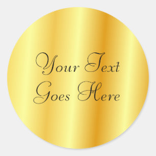 Gold Look Blank Add Your Text Here Glam Template Classic Round Sticker