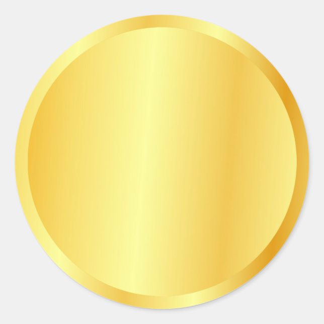 Gold Look Blank Stylish Template Custom Logo, Text Classic Round Sticker (Front)