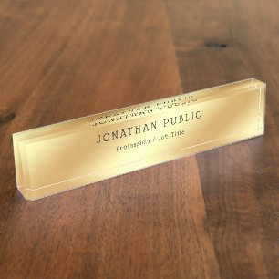 Gold Look Calligraphy Name Elegant Template Nameplate