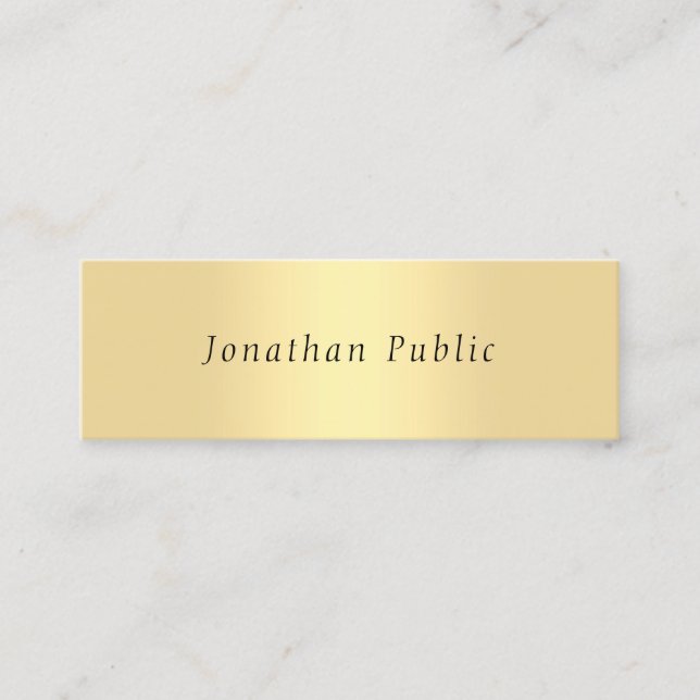 Gold Look Elegant Handwritten Simple Template Mini Business Card (Front)