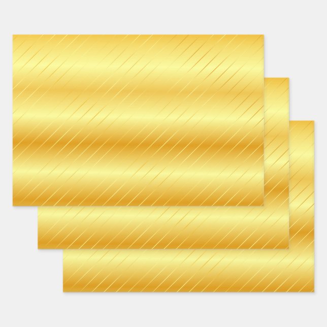 Gold Look Elegant Modern Glamour Trendy Template Wrapping Paper Sheet (Set)