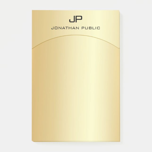 Gold Look Elegant Modern Monogrammed Template Post-it Notes (Front)