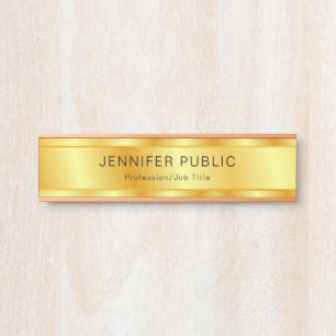 Gold Look Elegant Modern Personalized Template Door Sign