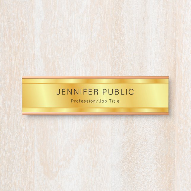 Gold Look Elegant Modern Personalized Template Door Sign (Front)