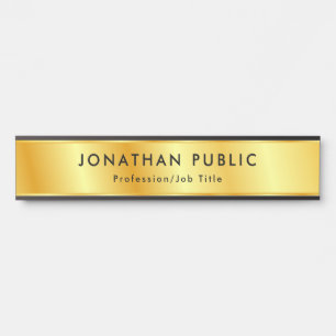 Gold Look Elegant Modern Personalized Template Door Sign