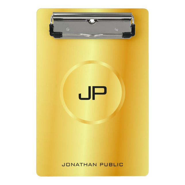 Gold Look Elegant Monogram Modern Trendy Template Mini Clipboard (Front)
