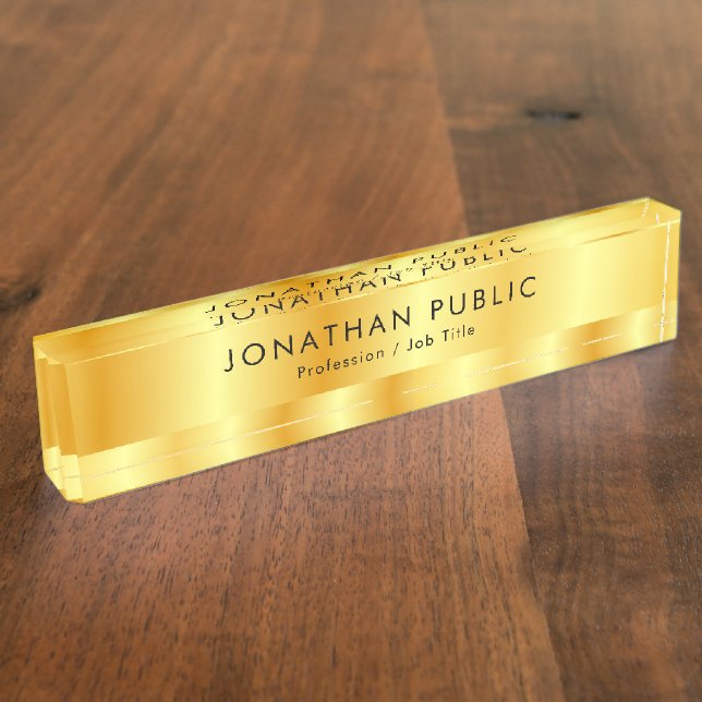 Gold Look Elegant Template Modern Glamourous Nameplate (Side)