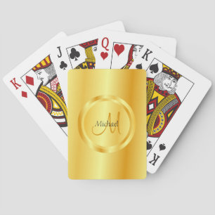Gold Look Elegant Template Modern Monogram Initial Playing Cards