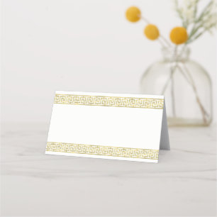 Gold Look Greek Key Meander J Border #4 Place Card
