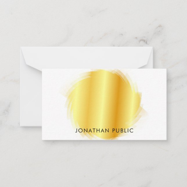 Gold Look Handwriting Script Monogrammed Simple Card (Front)