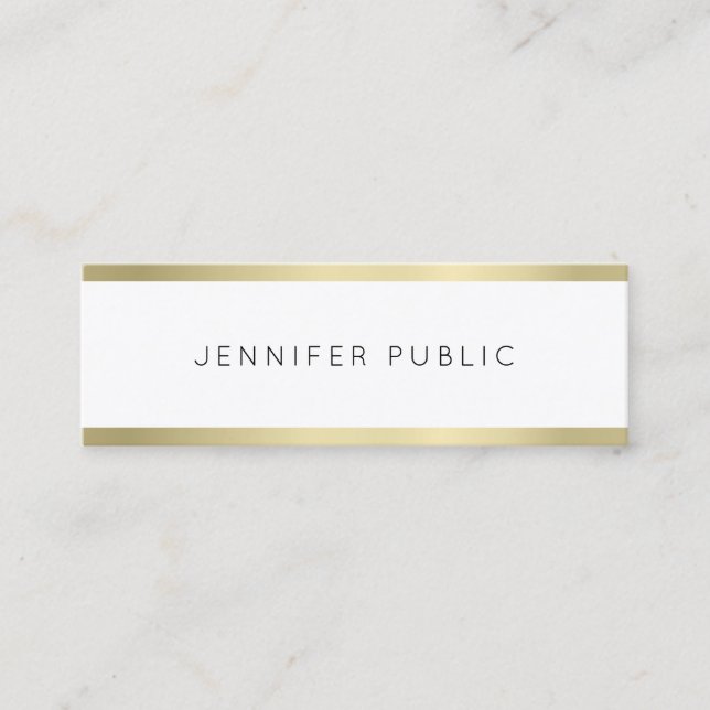 Gold Look Minimalist Plain Professional Modern Mini Business Card (Front)