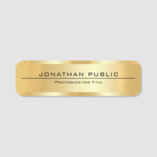 Gold Look Modern Elegant Glamourous Template Name Tag