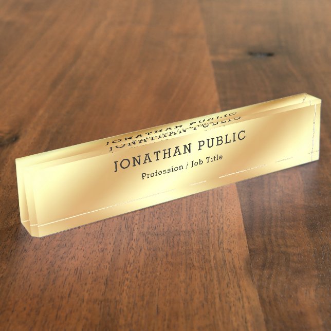 Gold Look Modern Elegant Template Professional Nameplate (Side)