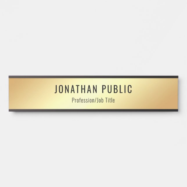 Gold Look Modern Glamourous Template Personalized Door Sign (Front)