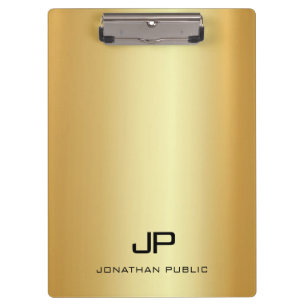 Gold Look Modern Monogrammed Template Elegant Clipboard