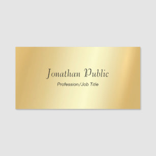 Gold Look Modern Script Glamourous Personalized Name Tag