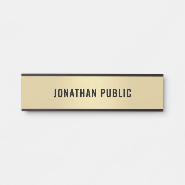 Gold Look Modern Simple Design Personalized Door Sign (Front)
