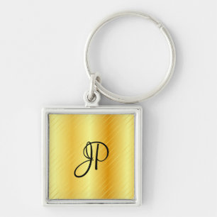 Gold Look Monogram Elegant Modern Template Keychain