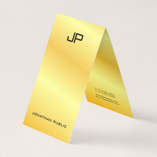 Gold Look Monogram Elegant Template Luxurious Business Card (Front)