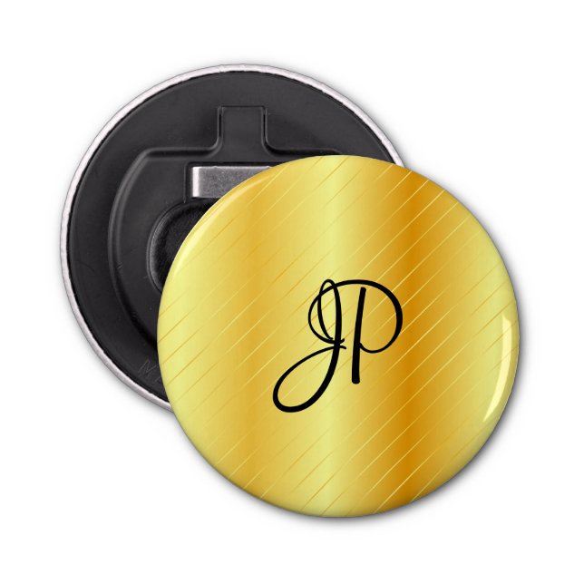 Gold Look Monogram Elegant Template Modern Bottle Opener (Front)